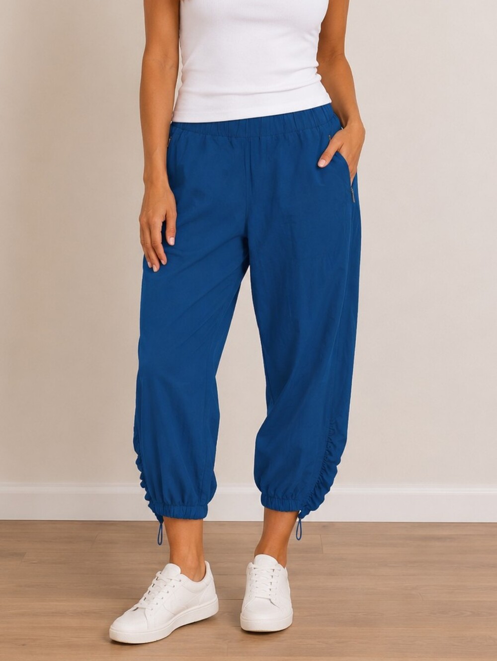 NWT Chico's Royal Blue Elastic-Waist Cropped Drawstring Pants